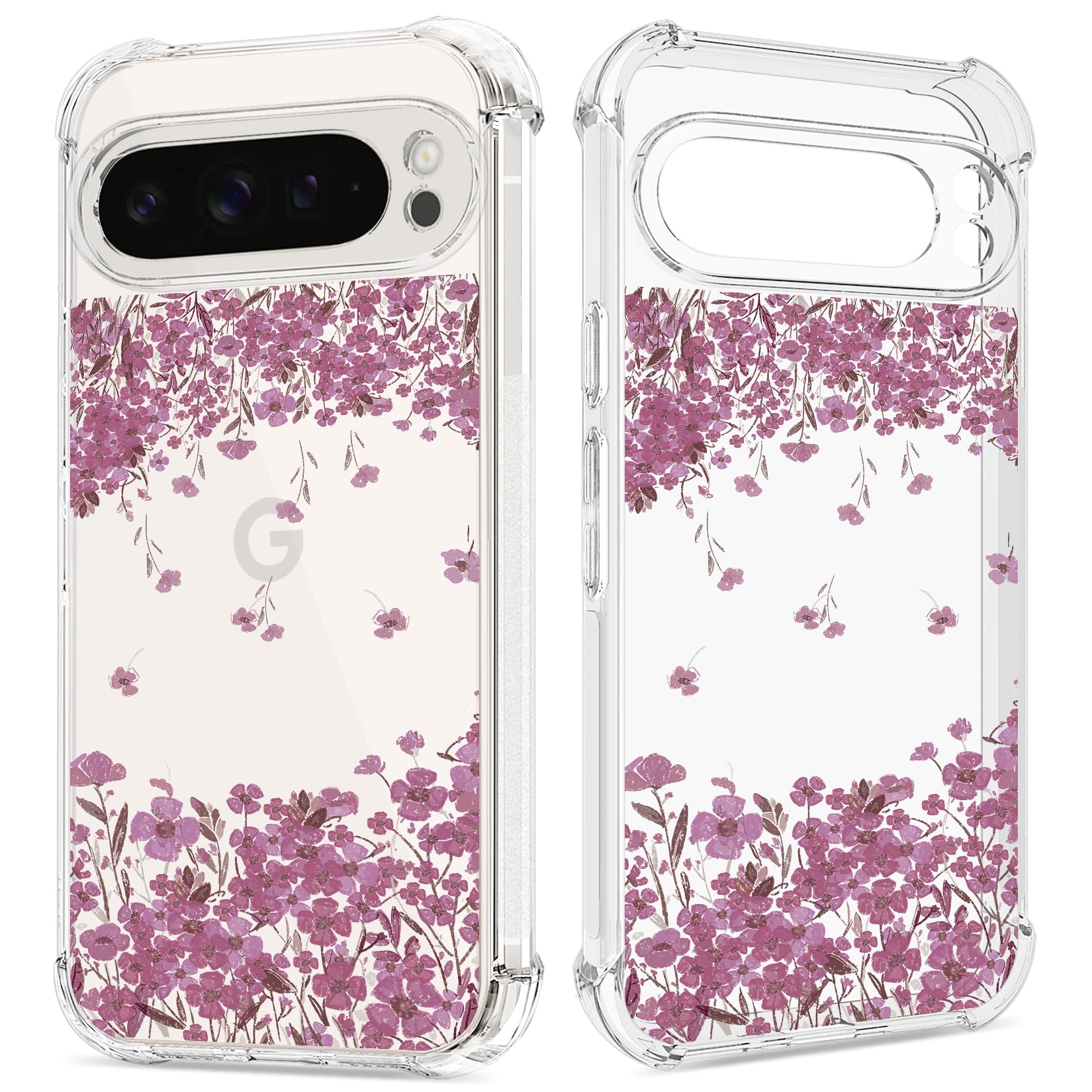 View 1 of Floral Clear Case for Pixel 9 Pro XL for Women Girls,Pretty Phone Cover for Google Pixel 9 Pro XL,Flower Design Cute Pattern Slim Soft Drop Proof Protective TPU Bumper Case,FL-27