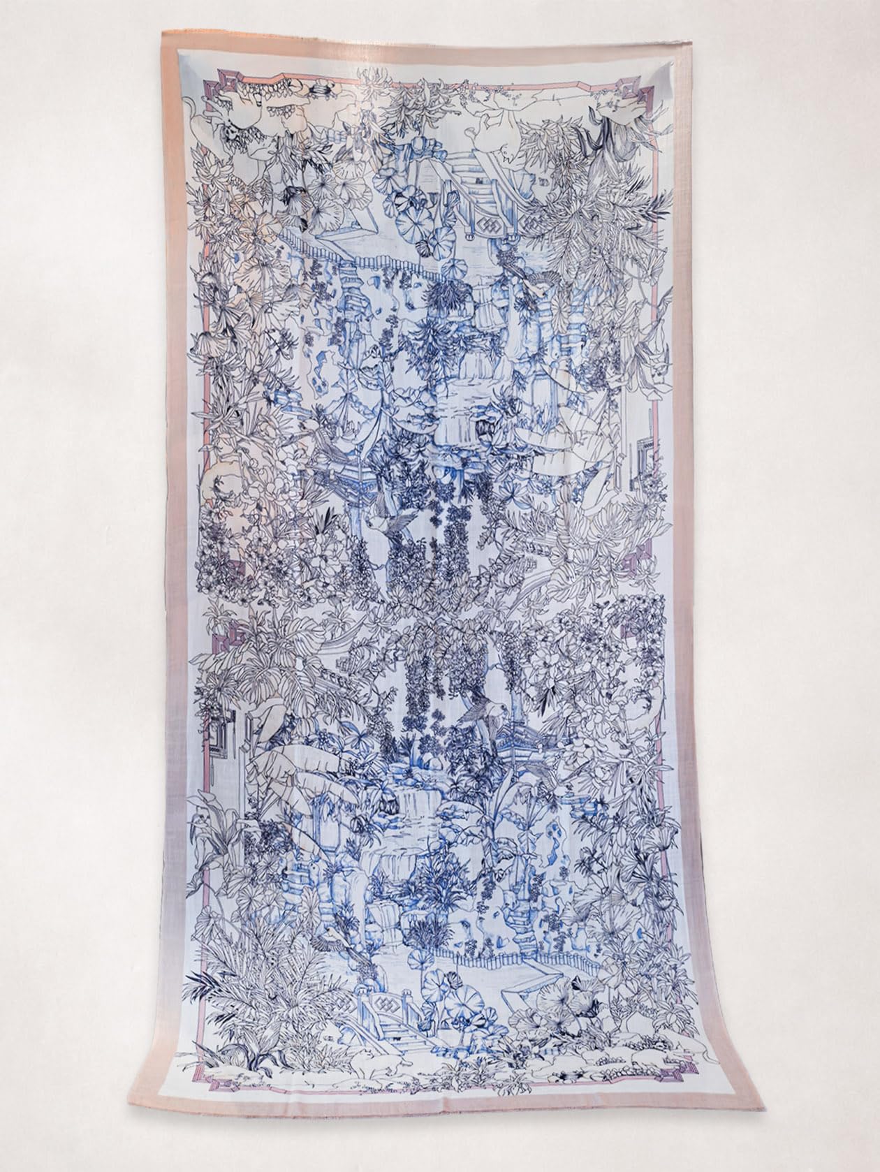 HangErFeng Wełniany Ogród Nadruk Szalik Duży Szal Lekki Wrap Kobiety 1675