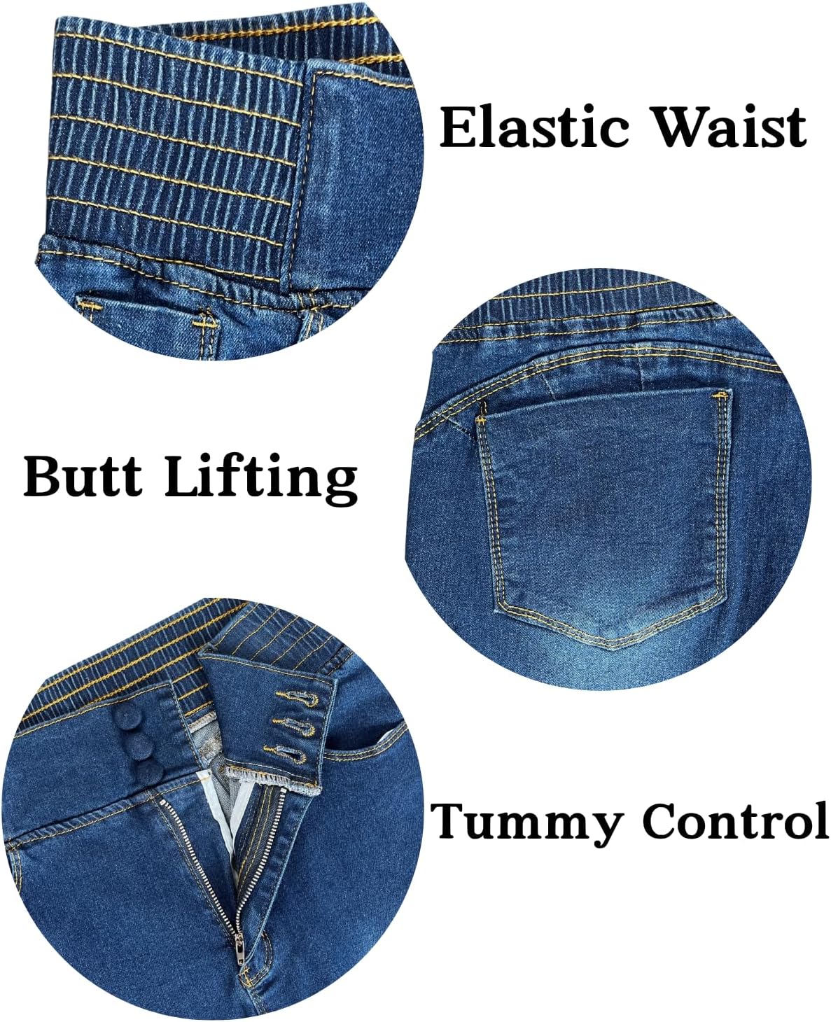 Flare Jeans for Women Tummy Control Bootcut Jeans Stretchy Button Fly Bell Bottom Butt Lifting High Waisted Denim Pants - Image 4