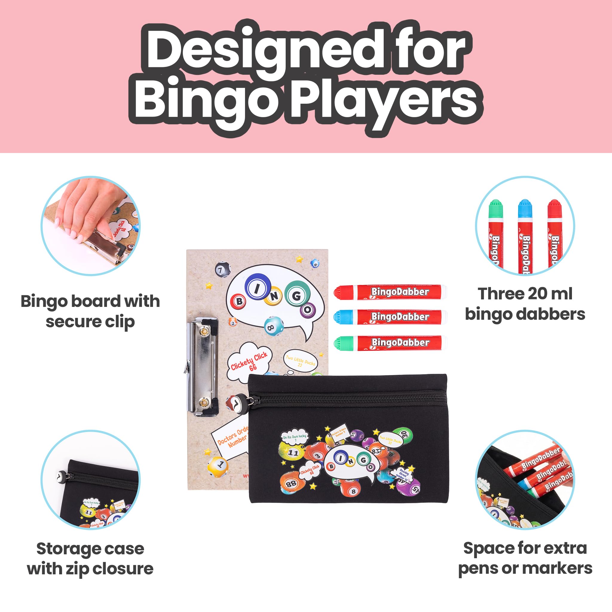 evelay Bingo Dabber Case Holder Gift Set, Black, 21.5 cm x 14 cm - Image 4