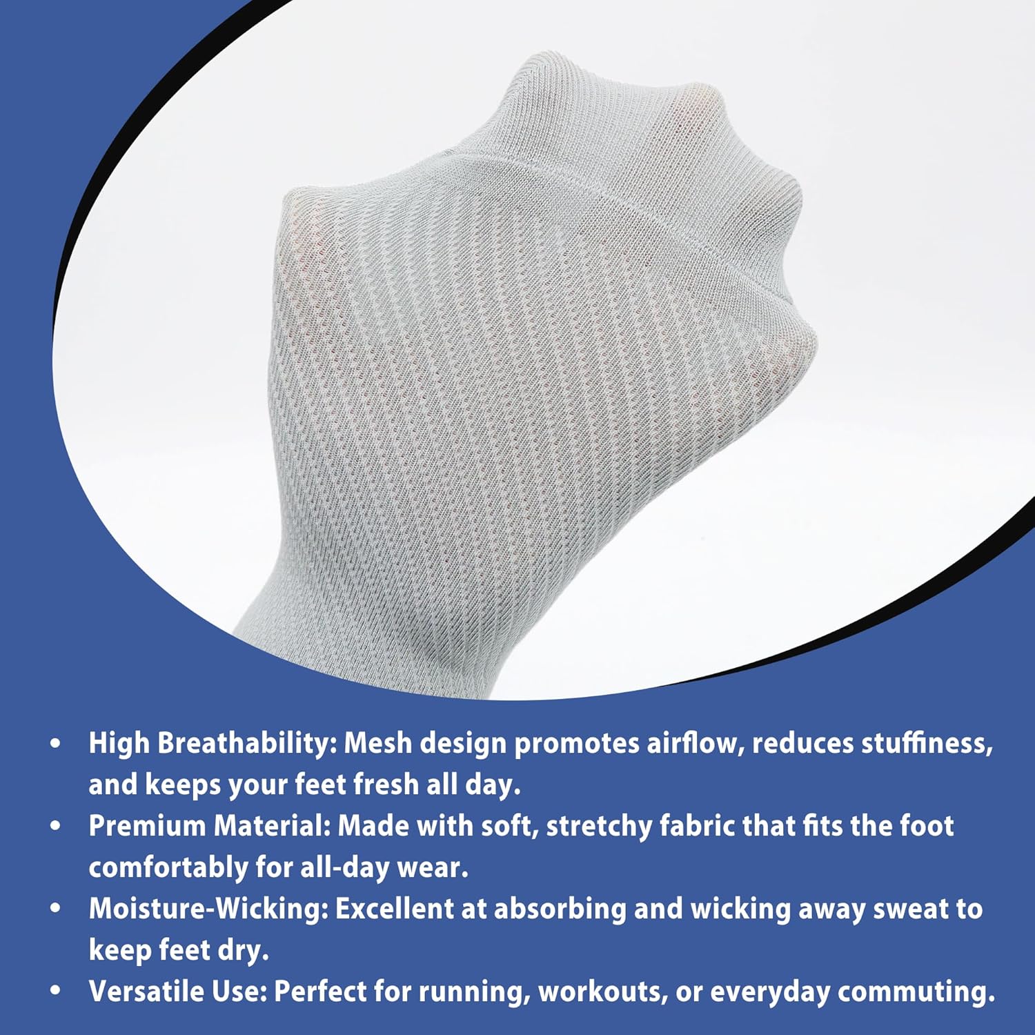 SERISIMPLE Women's Bamboo Viscose Above Ankle Thin Socks Quarter Mesh Design Breathable Anti-Odor Summer Socks 5 Pairs - Image 4