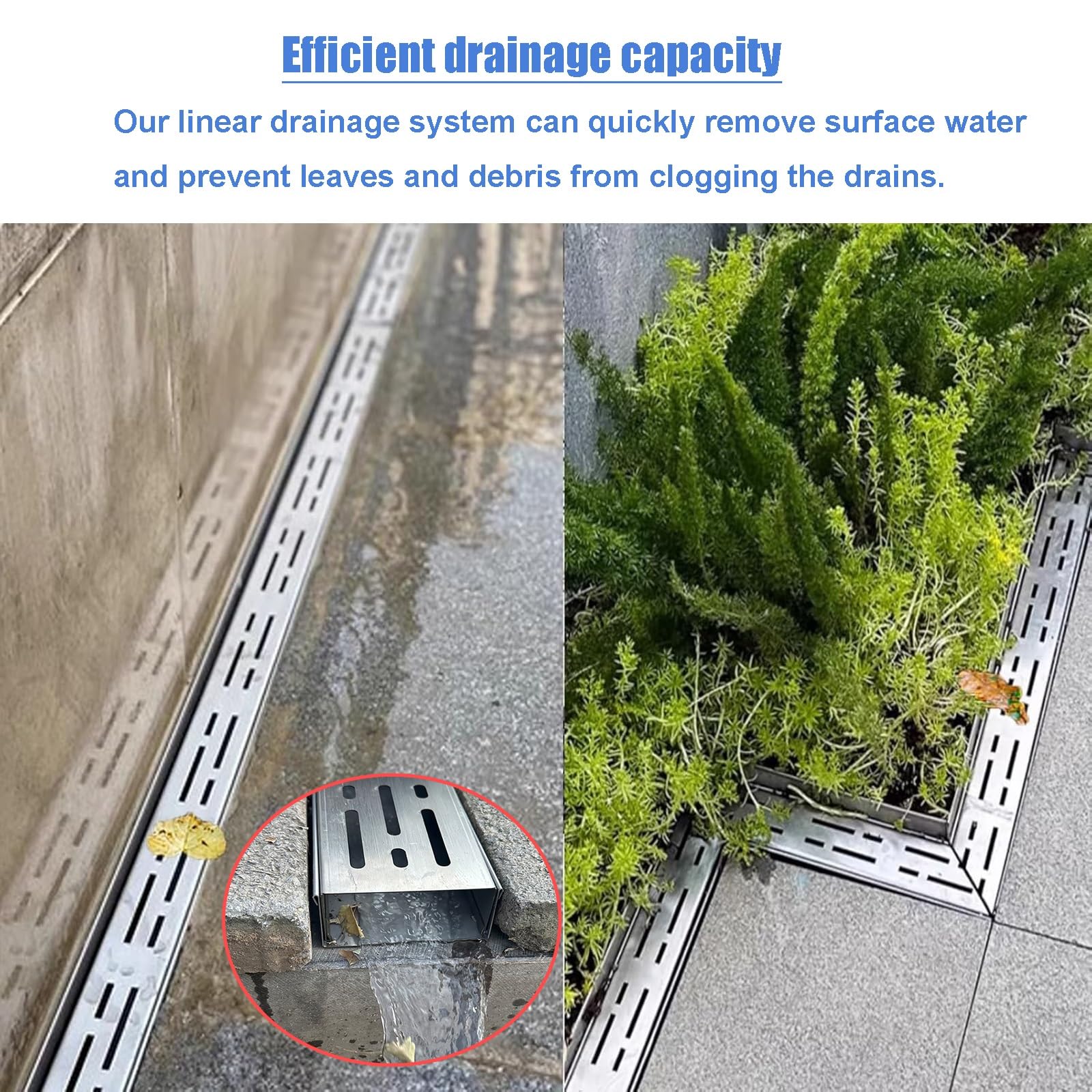 Griglia di scarico lineare in acciaio inossidabile per piccoli canali di raccolta dell'acqua da giardino (H8 x W4 cm) - Facile installazione durevole e resistente alla ruggine