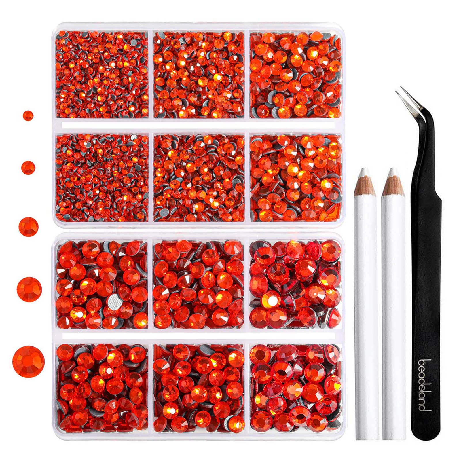 6736pcs Hotfix Rhinestones Flatback,Orange Rhinestones for Crafts Clothes Mixed 5 Sizes, Hotfix Crystals with Tweezers and Wax Pencil Kit, SS6-SS30,Hyacinth/Orange — image 1