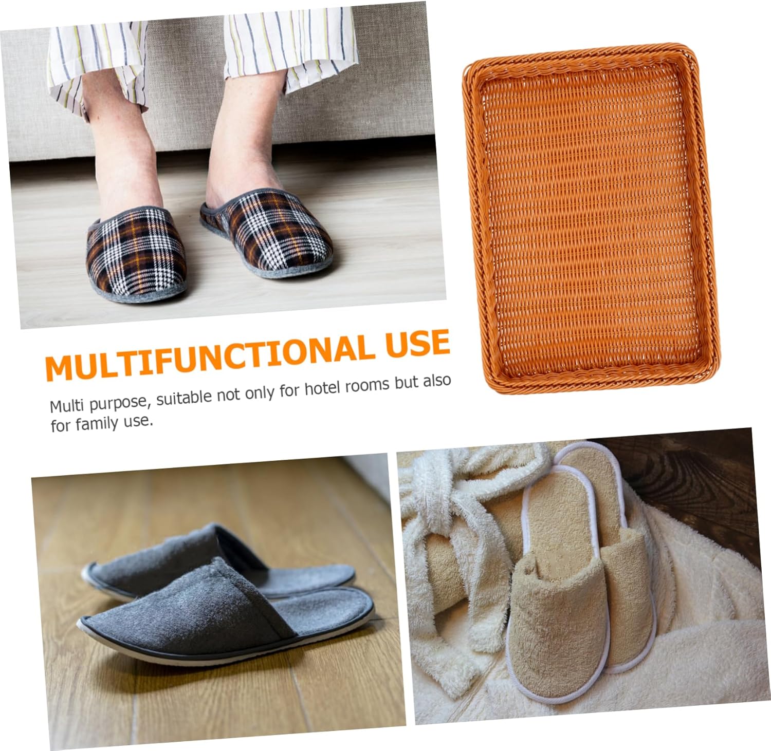 Garneck Elegant Imitation Rattan Shoe Basket Organizer for Use Multi-function Storage for Shoes Books and Sundries High-capacity Decorative Display Basket