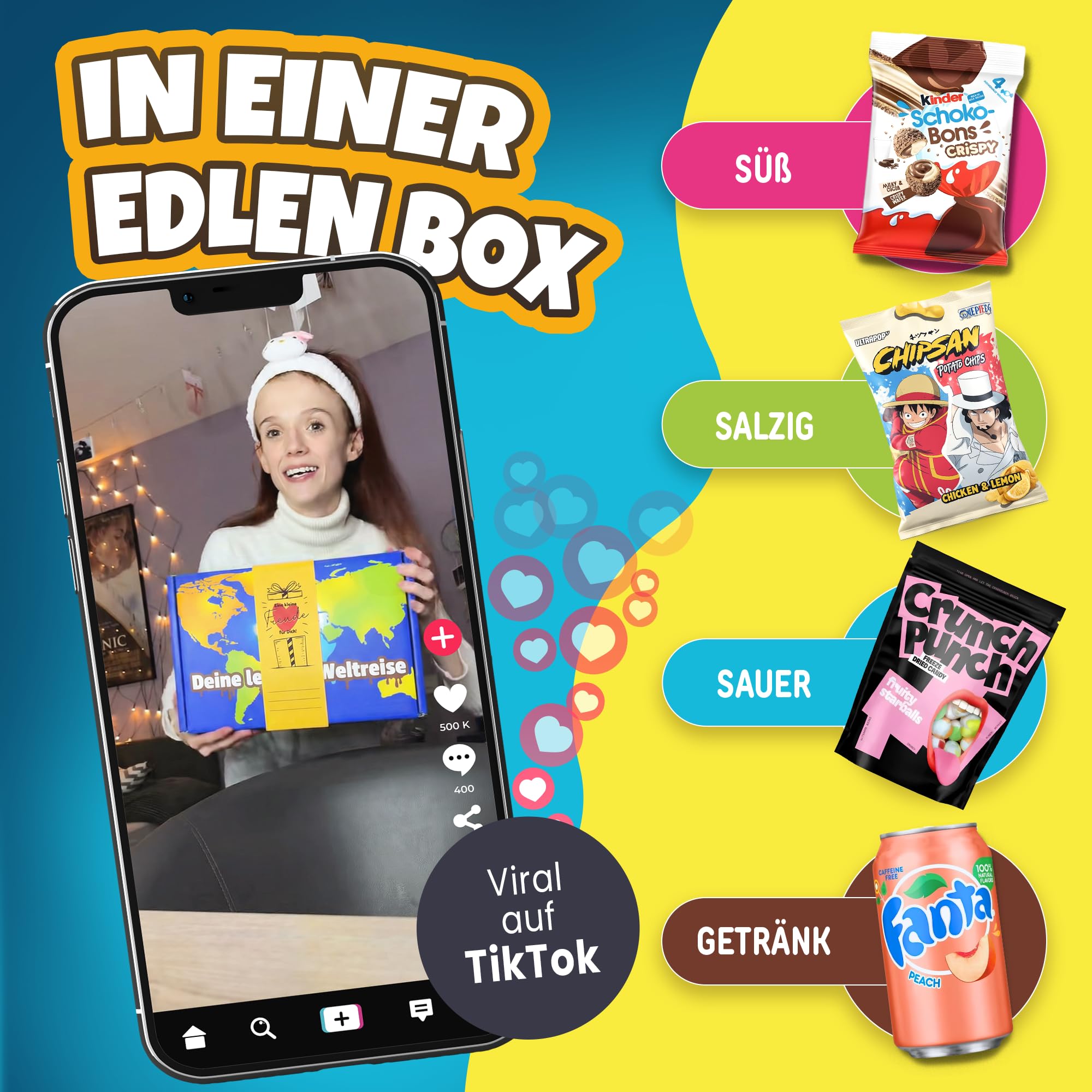 Süßigkeiten aus aller Welt Box mit Amerikanische Süßigkeiten & mehr - Geschenk für Männer, Frauen & Kinder - USA Süssigkeiten Candy Box - Geschenkidee