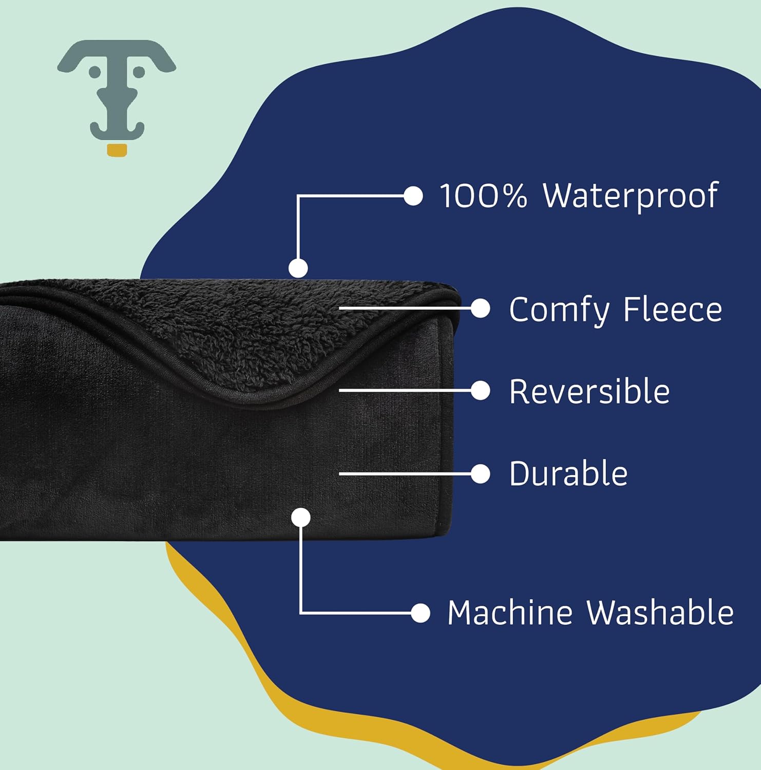 review Premium Soft Dog/Cat Waterproof Blanket – Soft Sherpa Fleece, Washable, Reversible, Small, Medium, Large (Black Large-50x60)