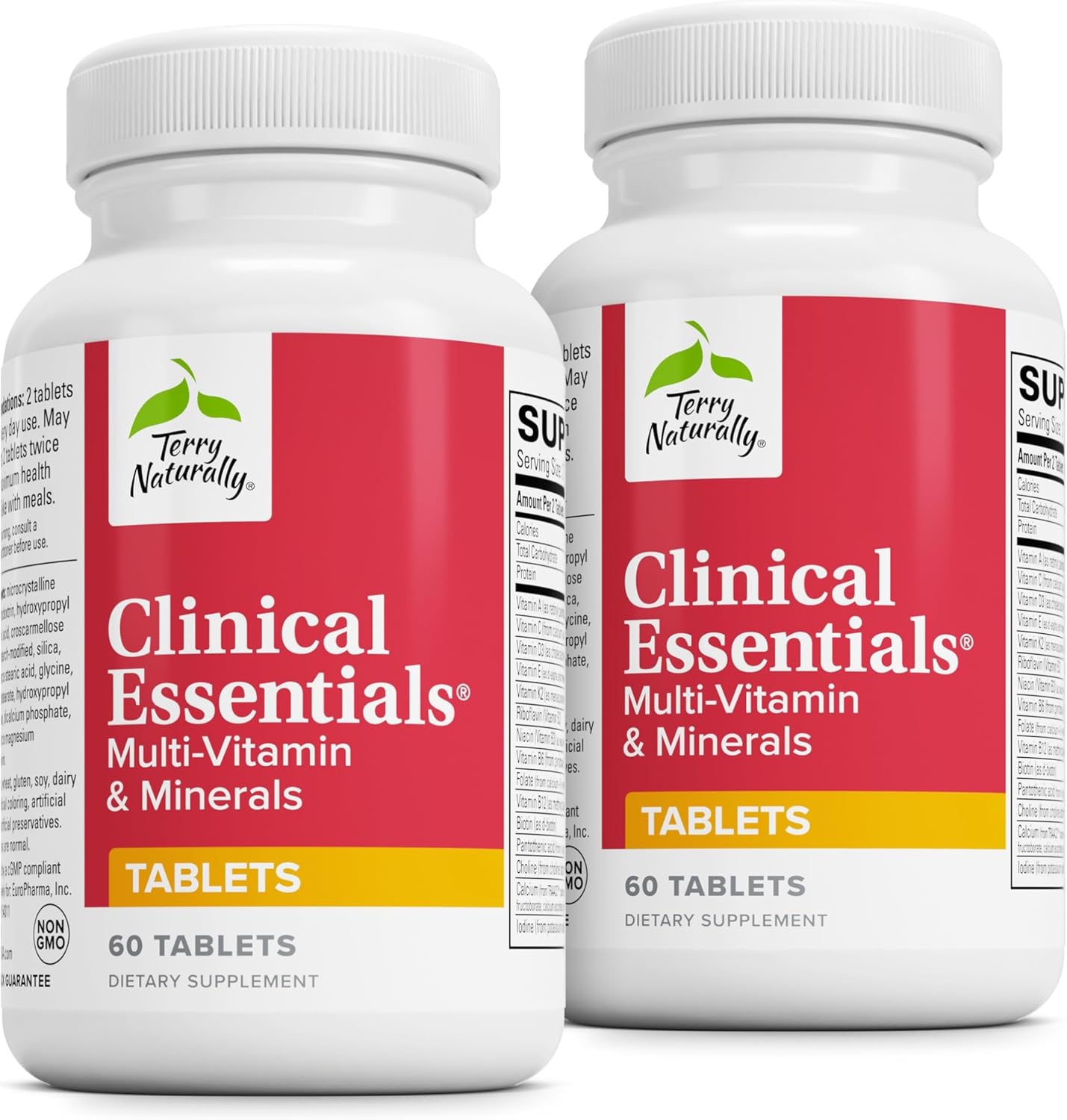 Terry Naturally Clinical Essentials - Supplement to Aid Bone, Cardiovascular & Immune Health - Supplement with Chelated Minerals - Supplement with B-Vitamins & Vitamin C - 60 Tablets (Pack of 2)