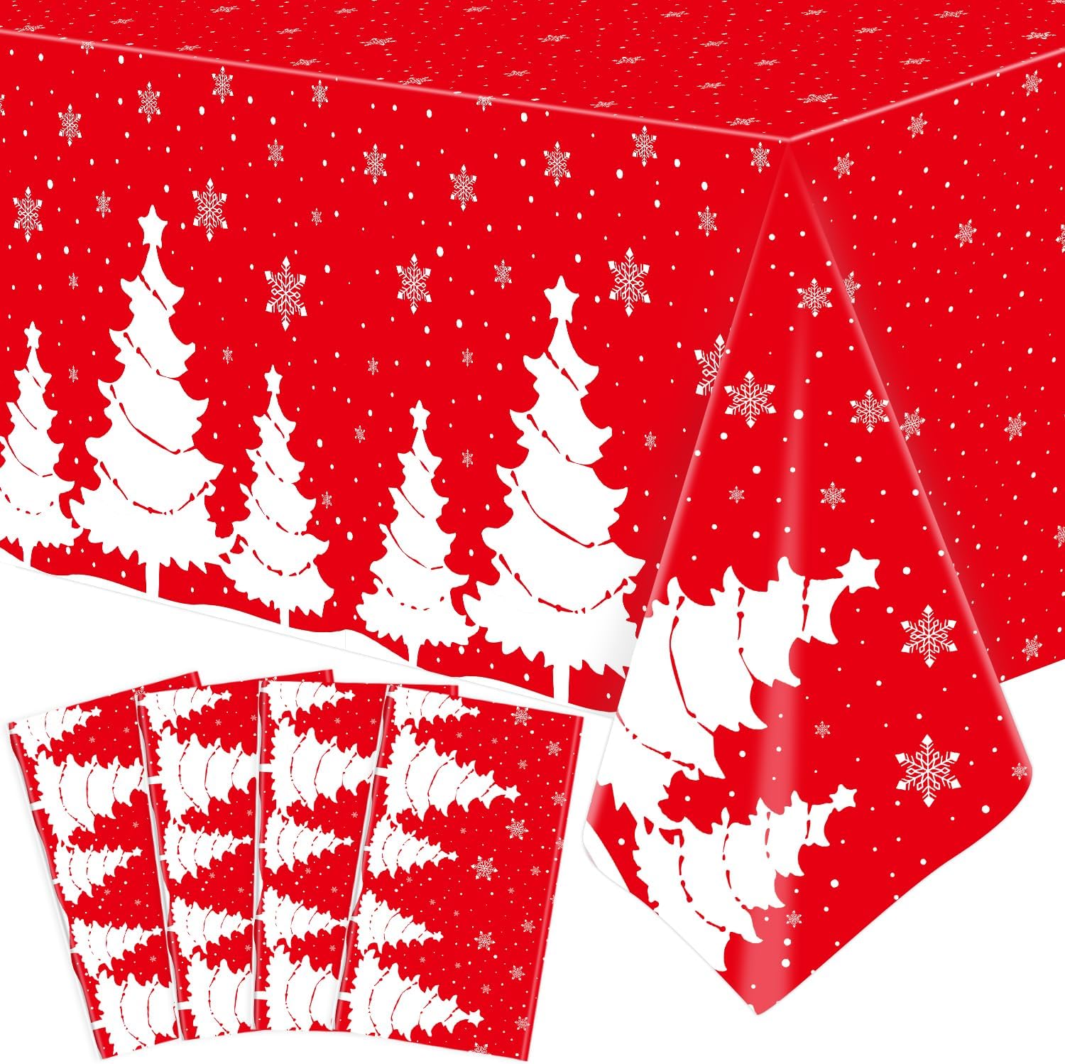 Snowy Xmas Tree Wooden Door Christmas Tablecloth main image 1