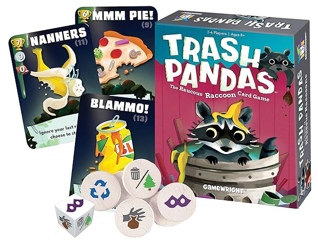 Gamewright - Trash Pandas - The Raucous Raccoon Push-Your-Luck Card Game, Ages 8+, 2-4 Players
