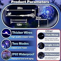 Vista 4 de Anordsem Luces Solares para Exteriores Decorativas: Alambre de Cobre Flexible con 120 Perlas LED de Fuegos Artificiales - Impermeables, DIY
