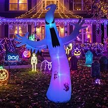 Gardwin 8 FT Halloween Inflatables Ghost Outdoor Decorations, Lighted Blow Up with Built-in Colorful LEDs, Halloween Holiday Decor for Home Yard Garden Front Lawn Indoor Party