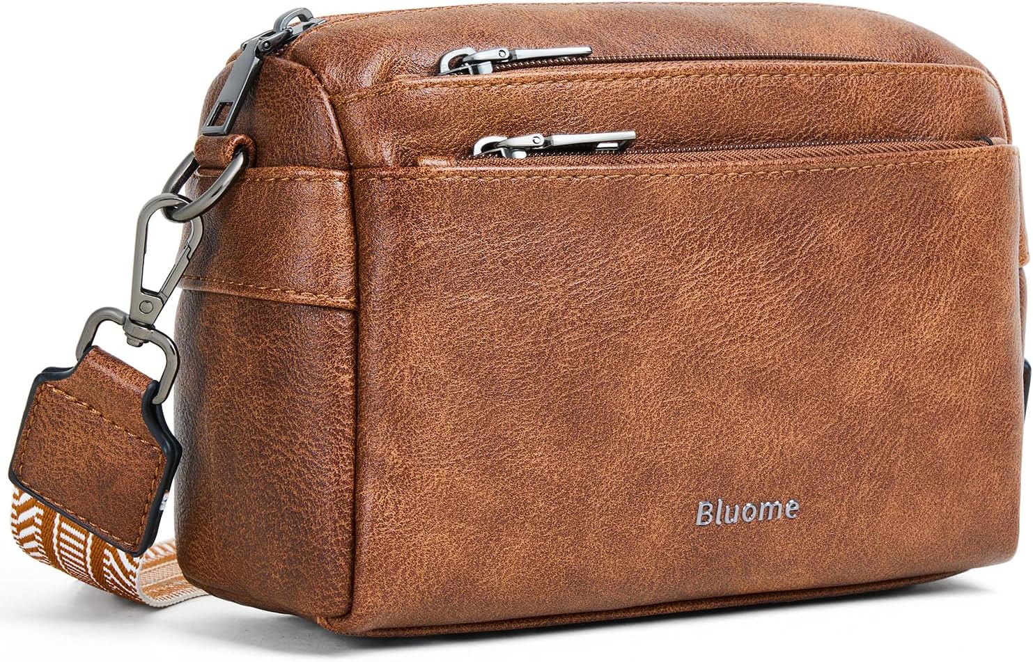 Bluome 5 Zips Crossbody Bags For Women Travel Bag Small Pu Leather Shoulder Cross Body For Woman Purses Handbags