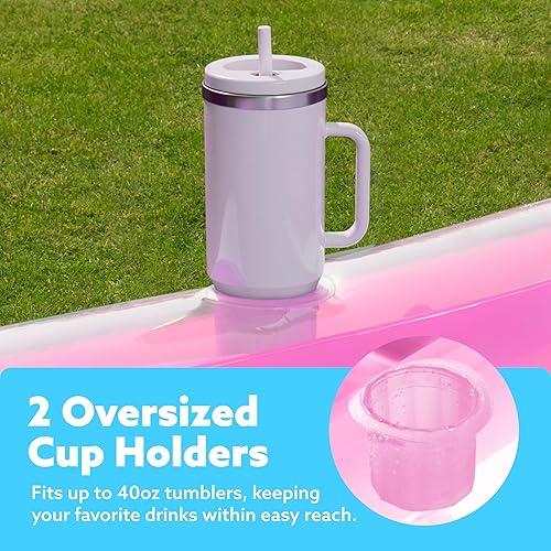 Miniatura 4 de SLOOSH Flotador inflable para adultos, con almohada, 216 x 145 cm, 4 en 1 balsa estilo tina bronceadora, camastro para tomar el sol, para fiestas