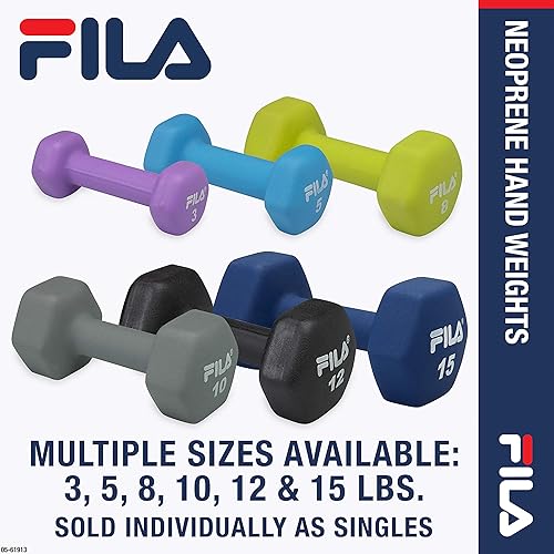 Miniatura 3 de FILA Accessories - Pesas de mano para mujeres y hombres, mancuernas cubiertas de neopreno para entrenamiento, ejercicio y fitness (se venden como