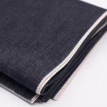 15oz Heavyweight Selvage Denim Fabric,7-Cycle Indigo Dyed,100% Cotton Non-Stretch Raw Denim,32 Inch Wide,for Jeans, Jackets & DIY Crafts Cut by the Yard
