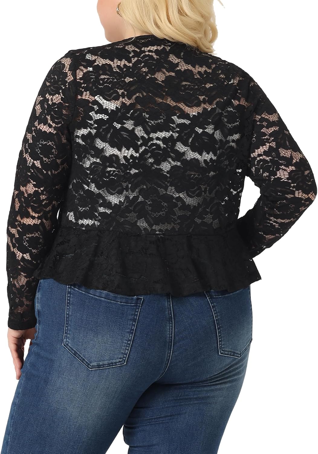 Agnes Orinda Plus Size Cardigans for Women Sheer Lace Tie Front Shrug Bolero Crop Cardigans Summer - Image 4