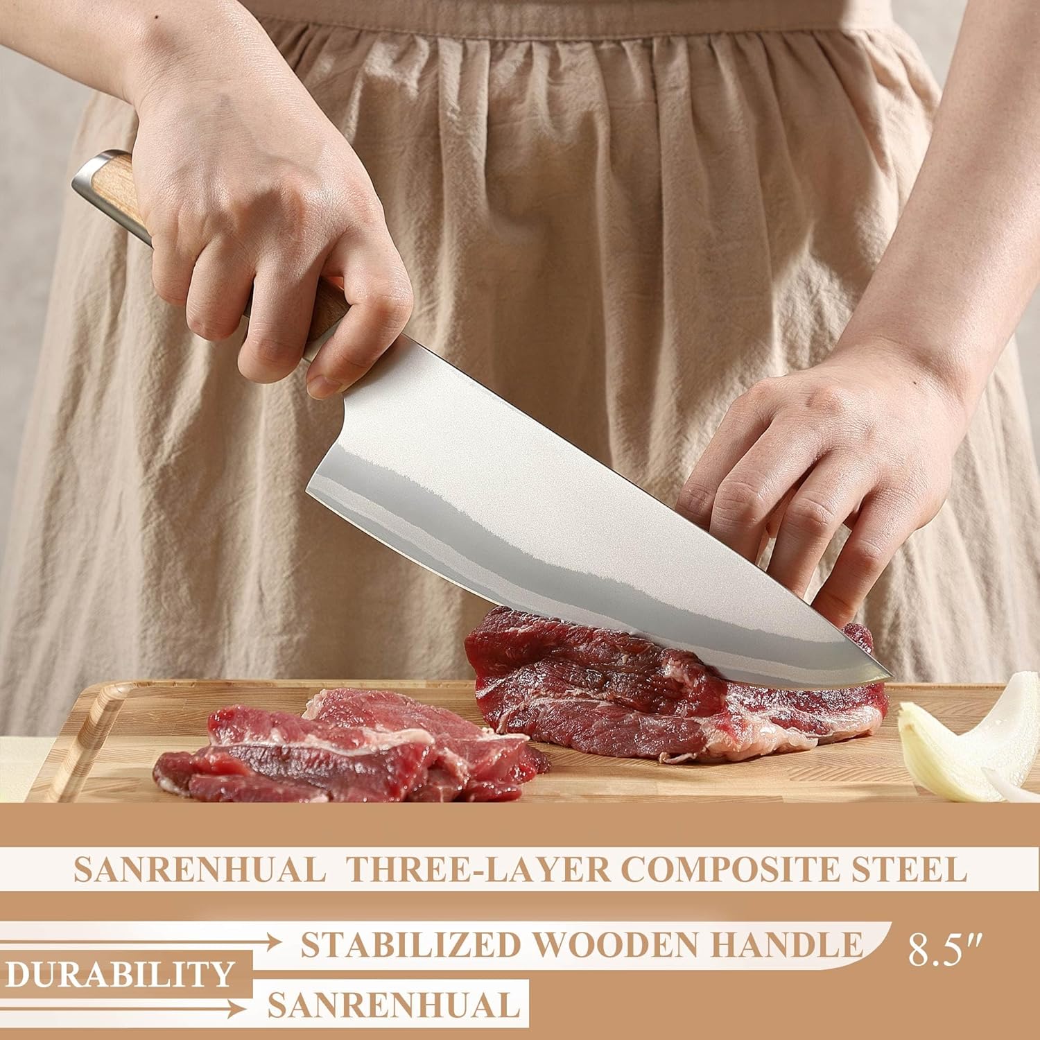 10" Japanese Chef Knife, Kitchen Knife in Japanese High Carbon Steel, Ultra Sharp Kitchen Knives and Full Tang Handle Chef's Knife 8 inch, Non-slip Ultra Sharp Cooking Knives - Image 4