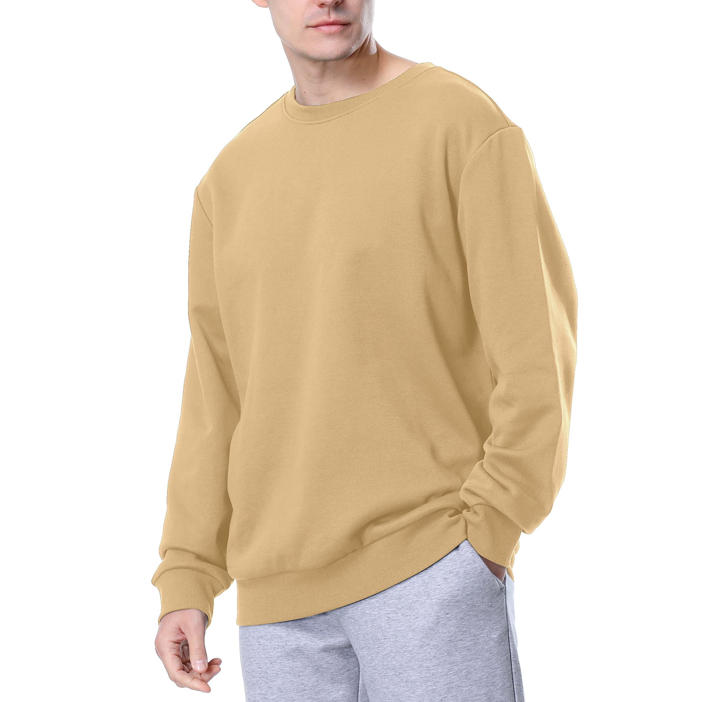 Fleece Sweatshirt for Men Lightweight Cotton Pullover Sweater Long Sleeve Crewneck Soft Shirt