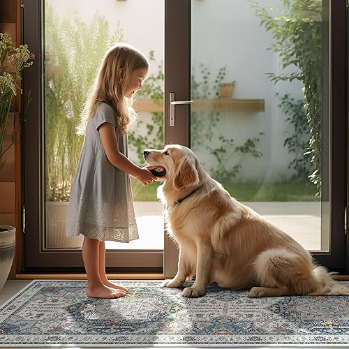 Miniatura 7 de Alfombra lavable para pasillo, alfombra de cocina de 2 x 10 pies, alfombra de entrada, alfombra suave vintage para piso, alfombra antideslizante