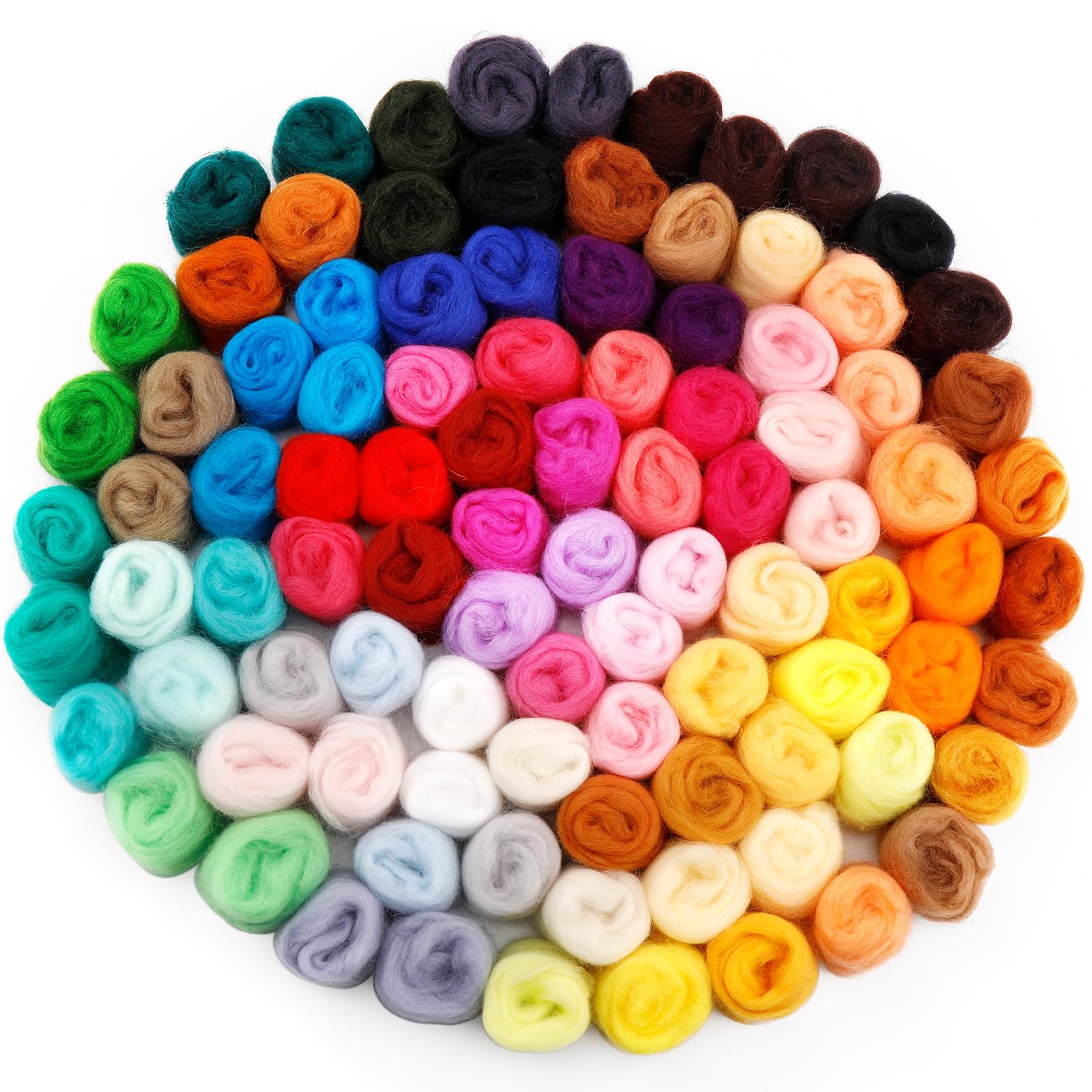 Doxiru 96 Pcs 10.2 oz Needle Felting Wool, 48 Colors Wool Roving Yarn, Needle Felting Supplies for Beginners DIY Felt Crafts, 3g/Pack — image 1