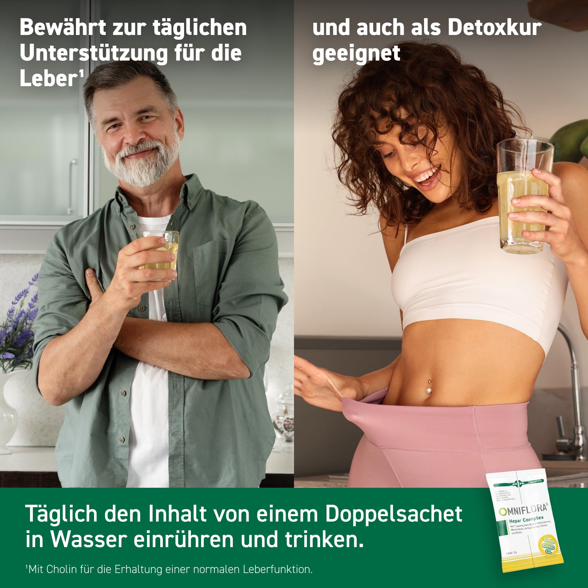 Omniflora Hepar Complex – Mariendistel, Cholin & 7 Kulturen – 30 Sachets | Cholin für eine normale Leberfunktion · Mit Mariendistel, Artischocke & 7 Bakterienkulturen · 2-Kammer-Sachet · Glutenfrei