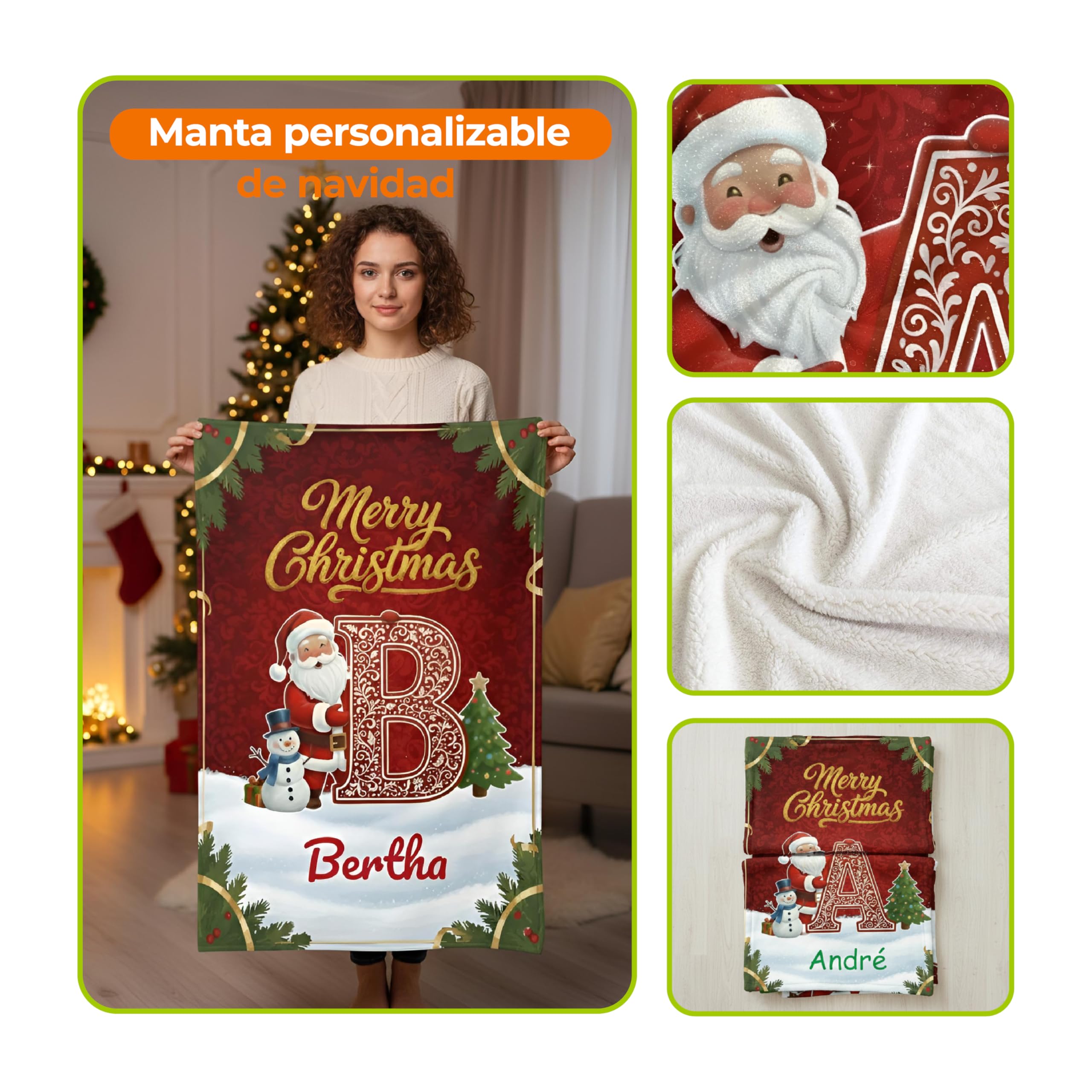 Manta Navideña Personalizada con Nombre (150X230)