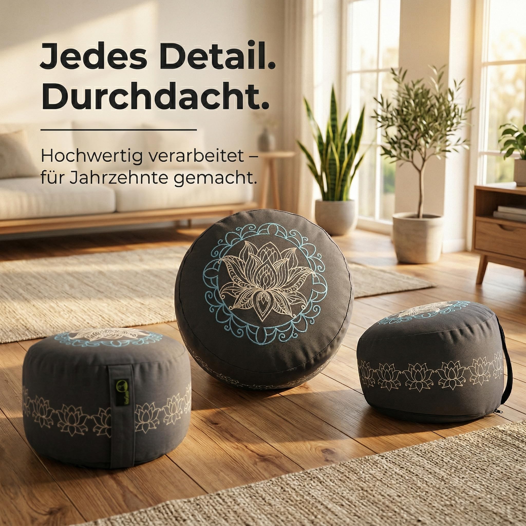 Yogakissen | Meditationskissen Hoch | Bodensitzkissen| B-An | Zafu Meditationskissen | Yoga Kissen Rund | Meditationsbank | Floor Cushion | Sitzkissen Rund | Yoga Zubehör