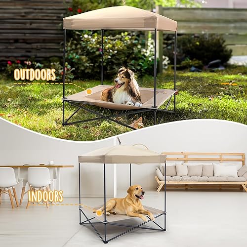 Miniatura 7 de Piper - Cama plegable grande elevada para perros con pantalla impermeable, malla de enfriamiento, resistente hasta 110 libras, perfecta para