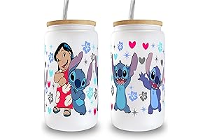 Sip Sip Hooray Stitch Cute Birthday Gift Iced Coffee Glass Cup, Glass...