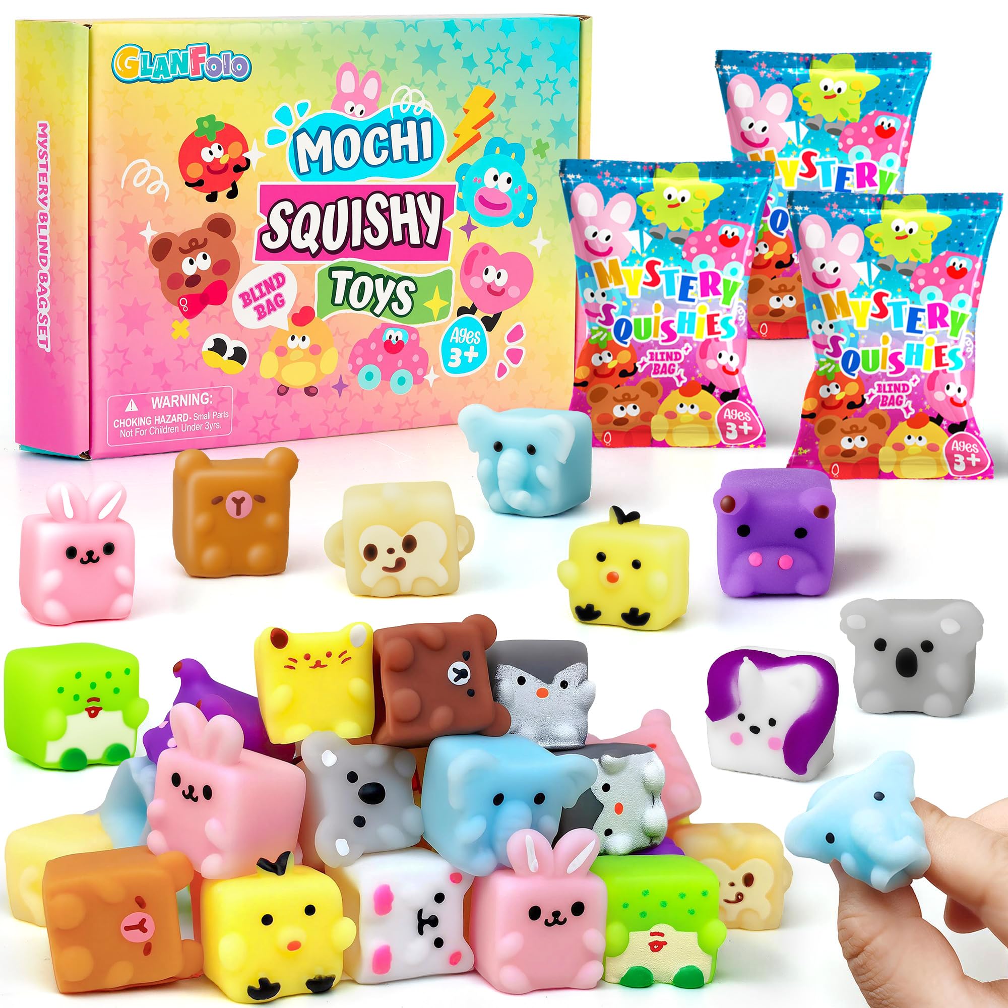 Amazon.com: 32Pcs Mochi Squishy Toys Bulk Cube Animal Squishies
