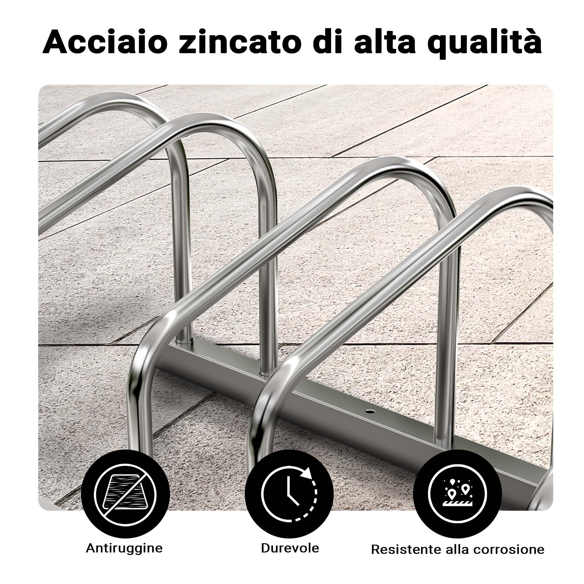 Rastrelliera per 6 biciclette Portabici in acciaio zincato per interno ed esterno Supporti