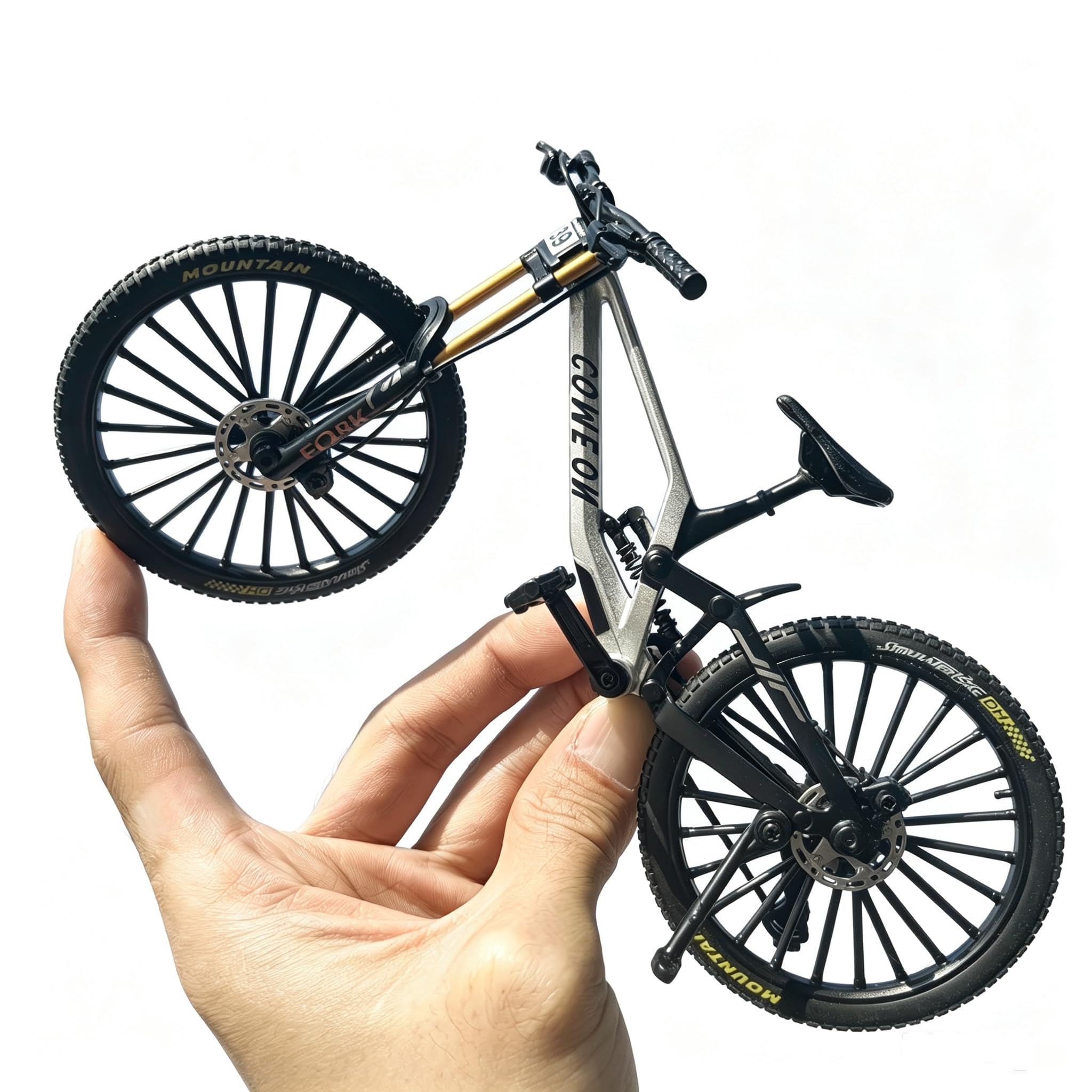 Generisch Universal Mountain Bike Model Mountain Bike Model 1:10 Toy Finger Mountain Bike Model Decoration Miniature Finger Bike Mini Bent Model Bike (Silver-39) — image 1
