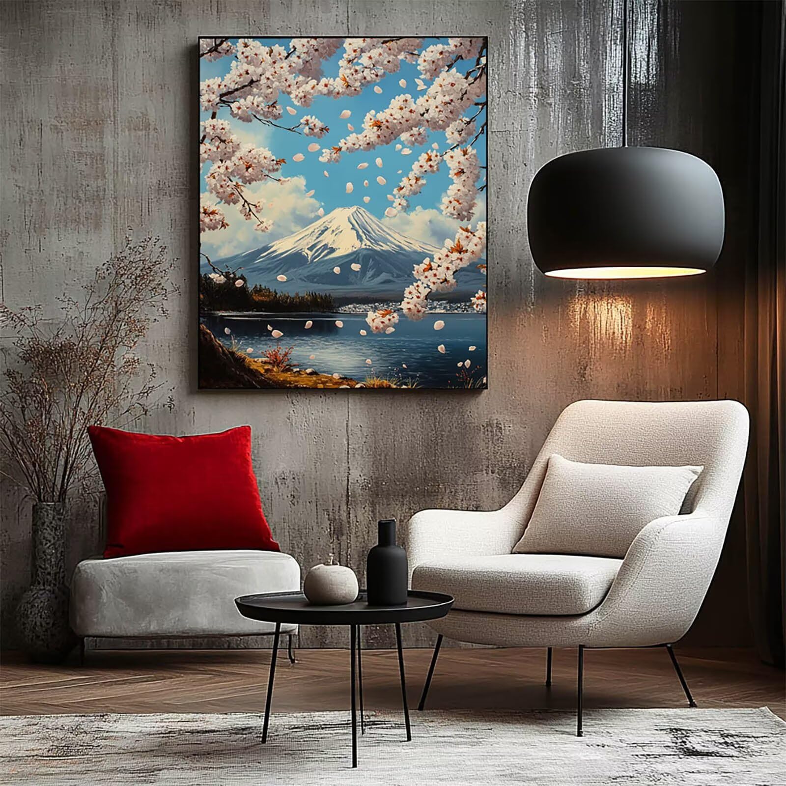 Malowanie numerów dla dorosłych Fuji, obraz na płótnie numer dla dzieci początkujący kwiat, płótno pełny zestaw dla dorosłych 95x70 cm z pędzlami i akrylem, DIY Malowanie według numerów do dekoracji
