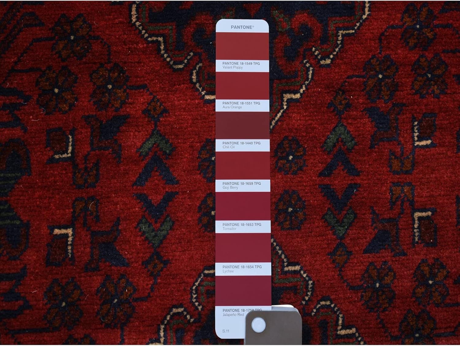 Deep and Saturated Red Tribal Design Velvety Wool Afghan Khamyab Hand Knotted Runner Oriental Rug (3'x9'7")