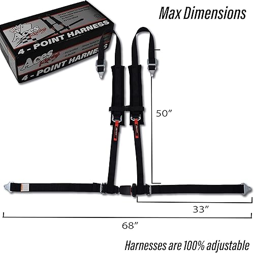 Miniatura 3 de Arnés de 4 puntos con acolchado de 20pulgadas tecnología de hebilla Ez Negro Pair