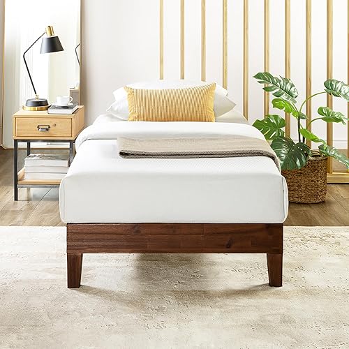 Miniatura 15 de Mellow Naturalista Classic - Cama de plataforma de madera maciza de 12 pulgadas con listones de madera, no necesita somier, fácil montaje, tamaño