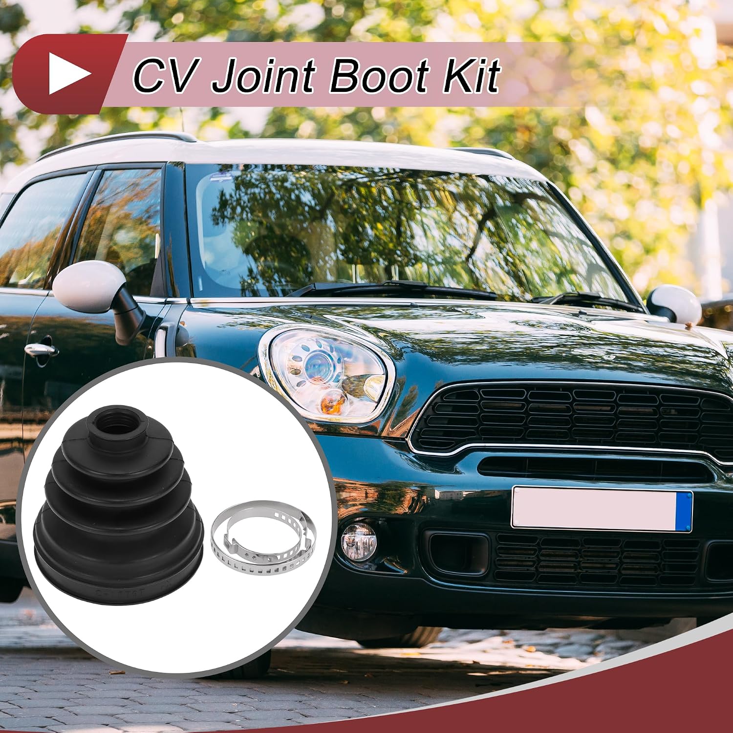 1 Set CV Joint Boot Kit for Mini Cooper 2017-2023 Inner Constant Velocity Joint Boot W/Clamps No.31608618541 Black Rubber