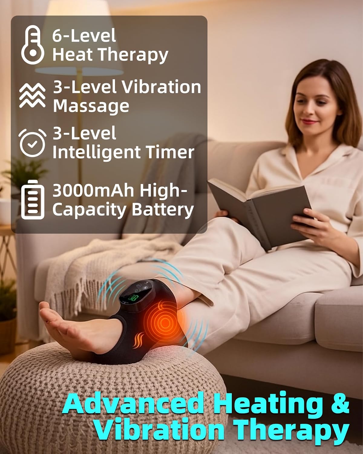 2in1 Foot and Ankle Massager with Heat and Vibration. Foot Renew. Cordless Ankle Massager for Circulation and Pain Relief, Suitable for Neuropathy and Muscle Fatigue. Gifts for Dad Mom Men Women?1pc? Black-2in1-foot and Ankle