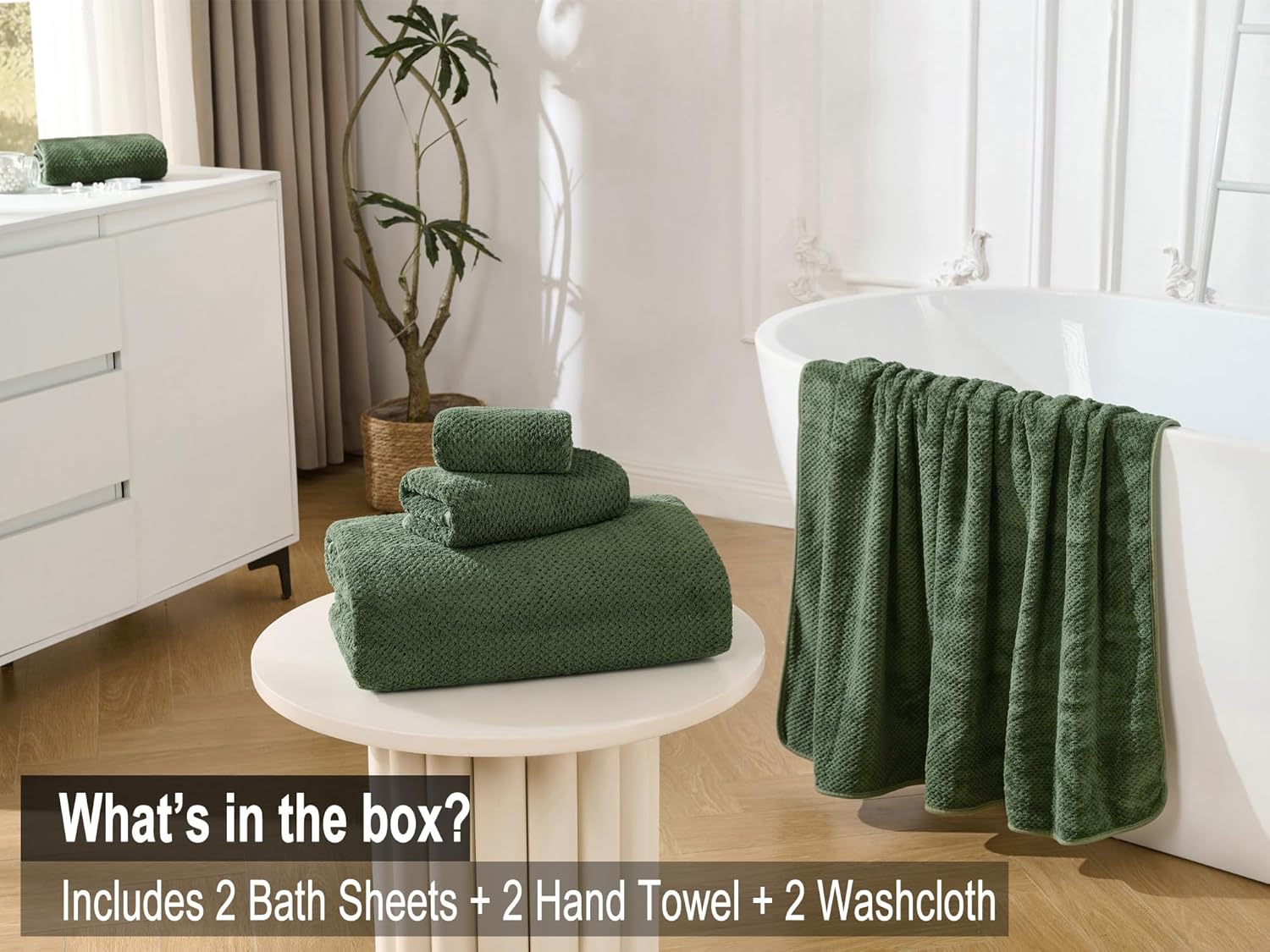 Bath Sheets 40x80 Inches Extra Large Bath Towels Set of 6 Super Soft Absorbent Quick Dry Luxury Microfiber Shower Towels for Bathroom -Olive Green,6 Pack - Image 4