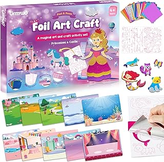 URMYWO Fun Foil Art Craft Supplies Kits, Princess Arts and Crafts for Kids Ages 4-8, No Mess DIY Creative Activity Sticker...