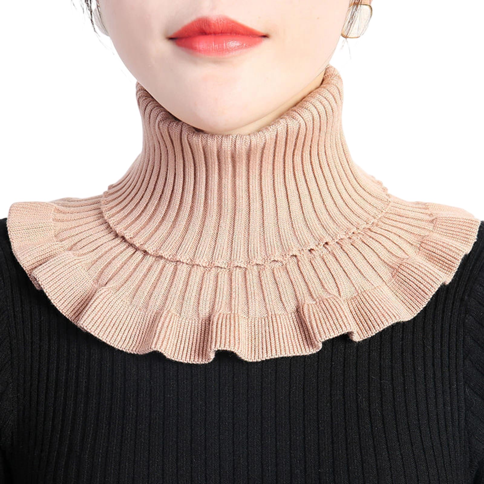 MICFENY Knit Shawl Collar Winter Warm Scarf For Women Neck Wrap Knitted Elastic False Collar Scarf Warm Winter Cycling