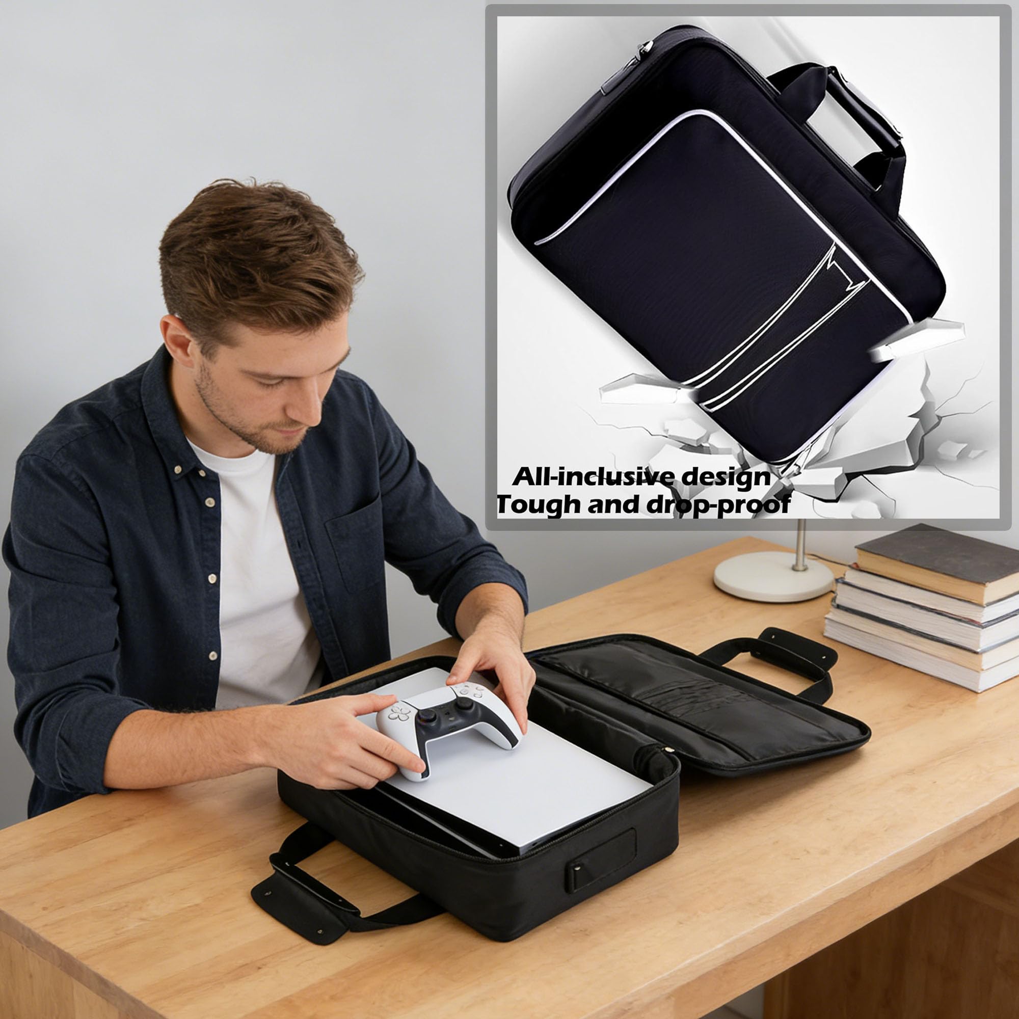 Torba Do Przechowywania Ps5, 45 * 30 * 15 Cm, 572 g, Futerał Ps5, Podróżny, Odporny Na Zużycie i Wodoodporny, Uchwyt i Regulowany Pasek Na Ramię, Odpowiedni Do Hosta Ps5 i Akcesoriów