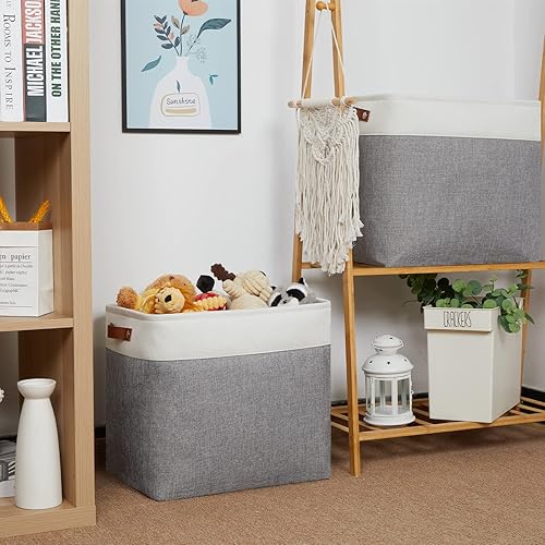 Vista 67 de HNZIGE - Canastas pequeñas de tela para organización (paquete de 6) canastas plegables de almacenamiento para estantes, armarios, lavandería, Asas