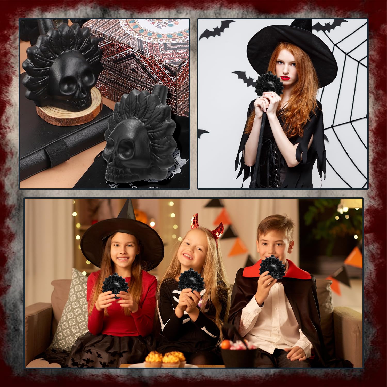 Sifflet d'Aztèque Crâne Ancien pour Halloween et Activités sur Thème de l'Horreur, Fantôme