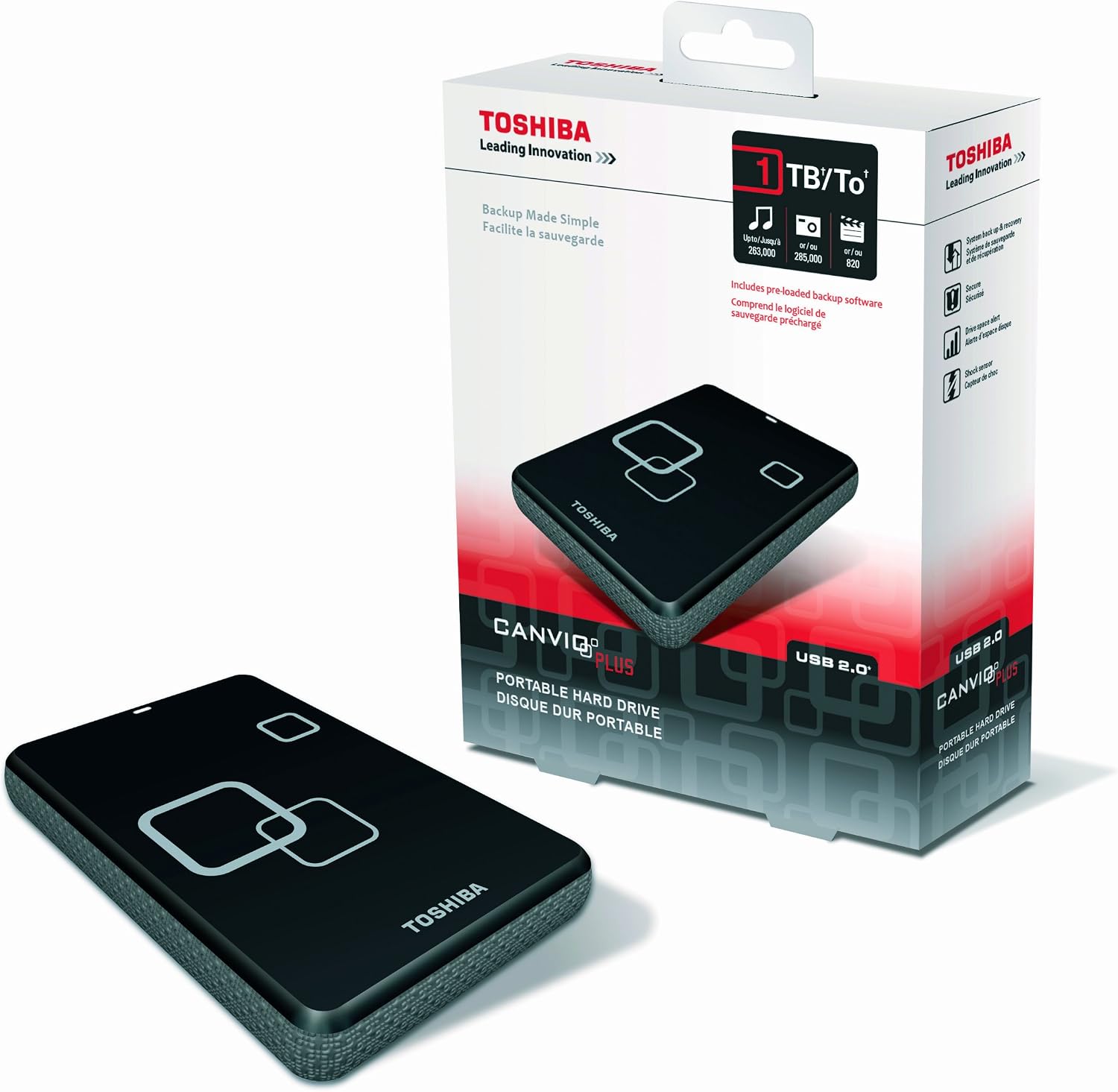 Toshiba Canvio Plus 1.0 TB USB 2.0 Portable External Hard Drive E05A100PBU2XK (Raven Black)