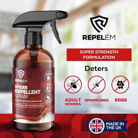 REPELEM Spider Repellent Spray - Natural Peppermint Oil Spray, Non-Toxic, Pet Safe for The Home, High Efficacy, Indoor & Outdoor Mint Scented Spider Deterrent - 250ml