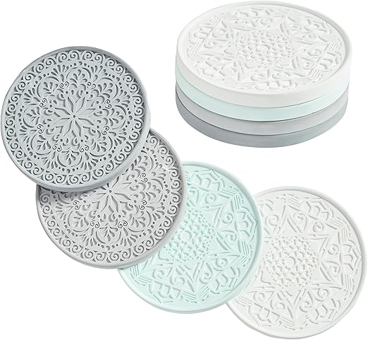 Amazon.com: TheDottieCo Absorbent Stone Coasters Set of 4 – Edged ...
