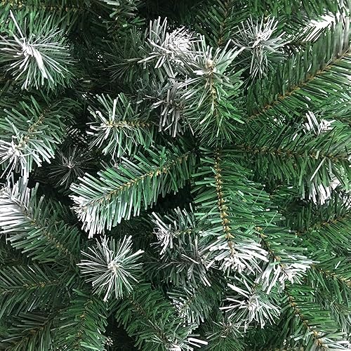 Miniatura 8 de 6FT Spray White Snow Dusted Christmas Tree, Artificial Hinged Christmas Tree with 812 Branch Snow Tip and Foldable Metal Stand, White Holiday Fake