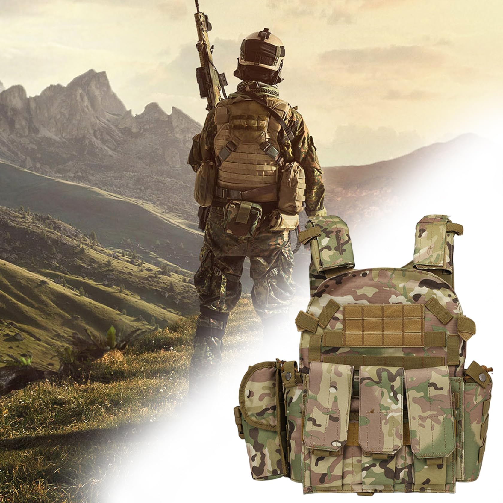 Gilet Airsoft Molle multifonctionnel, porte-plaque de Paintball respirant et réglable pour la formation des gardes de sécurité sur le terrain en plein air