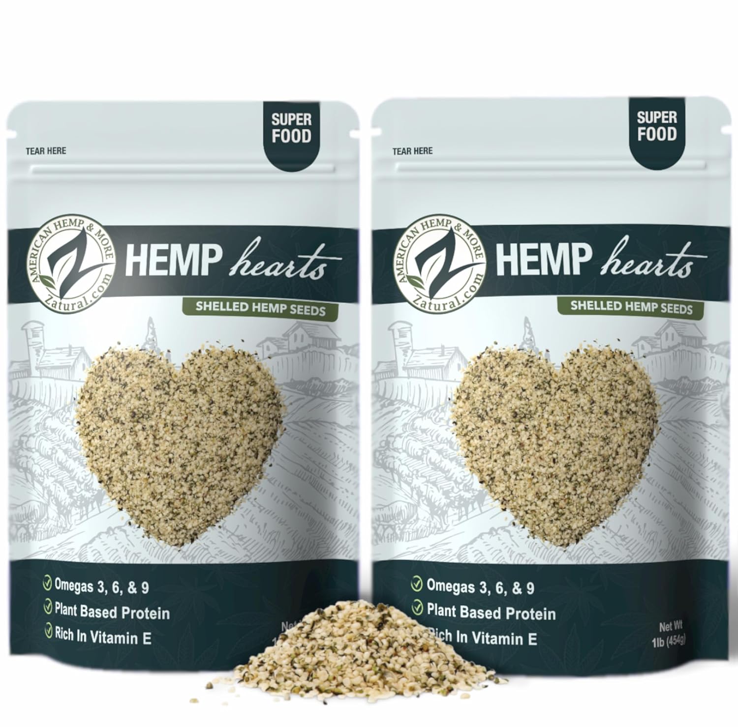 Zatural Hemp Hearts – 100% Pure Raw Hulled Hemp Seeds, Naturally Grown, Non-GMO, Vegan Omega-Rich Plant Protein for Smoothies, Salads, Yogurt, Baking & Snacks (2 pounds)